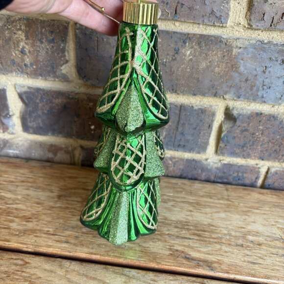 Jumbo Shatterproof Christmas Ornament Christmas Tree Green Gold 9”x6.5” - Picture 4 of 7